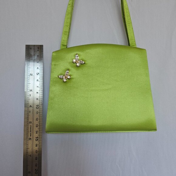 PRESTON & YORK Lime Green Butterfly Jeweled Purse, Prom / Evening / Cocktail - Picture 11 of 11